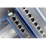 DIGITUS - Gigabit Ethernet Switch - 8 Poorten - DIN Railmontage - Zwart Blauw