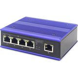 DIGITUS - PoE Fast Ethernet Switch - 5-poorts - Zwart Blauw - DIN Railmontage