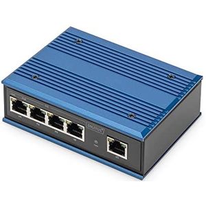 ASSMANN Electronic DN-651120 Gigabit Ethernet Netwerkschakelaar (10/100/1000), Ethernet-verbinding, ondersteunt de stroomvoorziening via deze poort (PoE), zwart, blauw