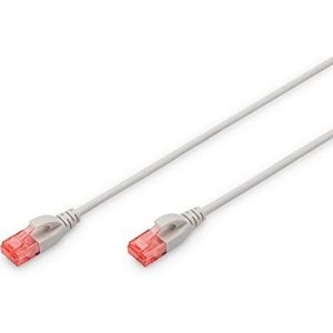 DIGITUS LAN Kabel Cat 6 - 2m - Slim - RJ45 Netzwerkkabel - UTP Ungeschirmt - Kompatibel zu Cat-6A - Grau