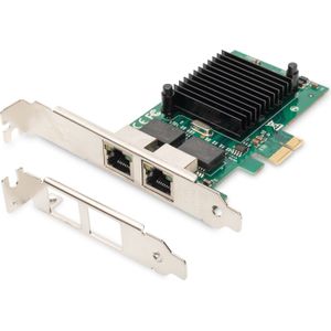 DIGITUS Gigabit PCIe netwerkkaart - 2 RJ45-poorten - laag 2 - Intel 82575EB chipset - 1 GBit/s - VLAN & Flow-Control