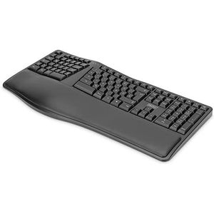 DIGITUS Ergonomisch draadloos toetsenbord, Duitse lay-out, zwart