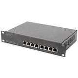 Digitus 10 Inch 8-poorts Gigabit Ethernet Switch, L2+ Managed (8 Havens), Netwerkschakelaar, Zwart