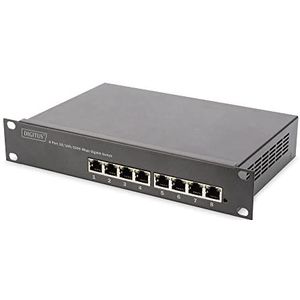 DIGITUS Gigabit Ethernet PoE-schakelaar - 25,4 cm - 8 Poorten - L2-beheerd - IEEE 802.3at - Powerbudget - 80 W - zwart