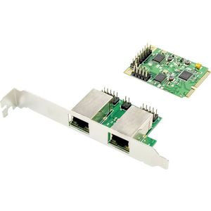 DIGITUS DN-10134 2-poorts Gigabit Ethernet mini PCI Express Card single lane, low profile bracket, Realtek chipset,Mini PCIe,Zwart