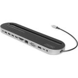 DIGITUS USB-C Docking Station - 12 Poorten - 1x HDMI, 1x VGA (4K@30Hz) - 4x USB 3.0 / USB 2.0, 2x USB Type-C - RJ45 LAN, jack audio, kaartlezer - Zwart