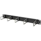DIGITUS Kabelgeleidingspaneel - 1U - 5 geleidingsbeugels 40 x 75 mm - 19 inch - Voor netwerkkasten & netwerkkabels - Zwart