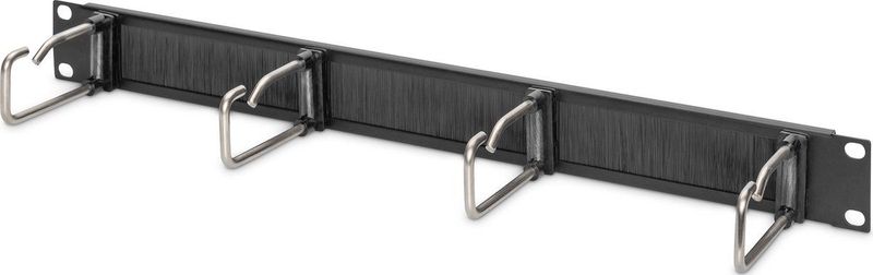 DIGITUS Kabelopbergpaneel - Zwart - 1U - 4 Geleidingsbeugels - 19 Inch