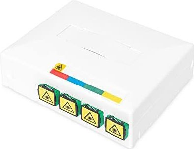 DIGITUS DN-931094 – FTTH/FTTX Behuizing – 4x SC Simplex (SX) Koppelaar – Wandmontage & DIN Rail montage – Geïntegreerde lasdoos – IP45 Stofbescherming – Wit