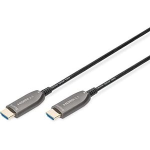 DIGITUS HDMI AOC Hybrid Glasfaserkabel - HDMI 2.1-30m - 8k/60Hz - UHD-II - Ethernet-Kanal - HDR eARC HDCP 2.2 - kompatibel mit TV/Beamer/Monitor - vergoldete Kontakte - Schwarz