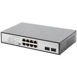 Digitus - 8-poorts Gigabit PoE-switch - Onbeheerd - Zwart, Zilver