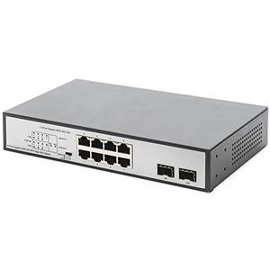 Digitus - 8-poorts Gigabit PoE-switch - Onbeheerd - Zwart, Zilver