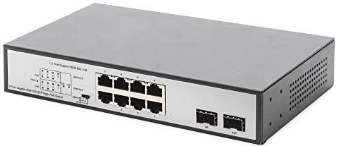 Digitus - 8-poorts Gigabit PoE-switch - Onbeheerd - Zwart, Zilver