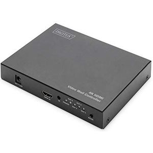 DIGITUS HDMI 2x2 Videowall Processor - Videowall Controller - 1x 4k60 Hz HDMI ingang - 4x 1080p60Hz HDMI uitgangen - zwart