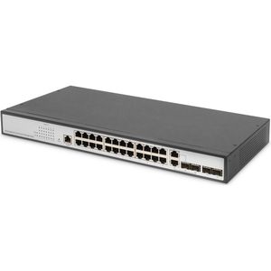 Digitus - Gigabit Ethernet Layer 2 Switch - Grijs - 24-poorts, 4 Uplink-poorten