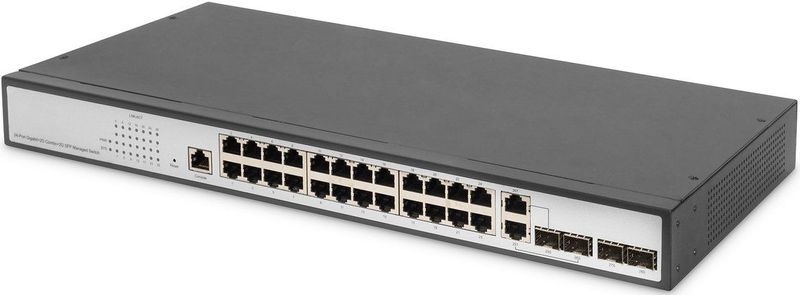 Digitus - Gigabit Ethernet Layer 2 Switch - Grijs - 24-poorts, 4 Uplink-poorten