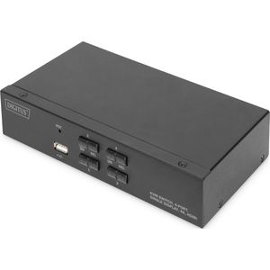 DIGITUS KVM Switch HDMI – 4-poorts enkelscherm – 4 PC 1 Monitor – 1x Muis, Toetsenbord & Audio voor 4 Computers – UHD 4K@30Hz (3840 x 2160p) – Hot-Key KVM Switch – 1x USB 2.0 Hub – Zwart