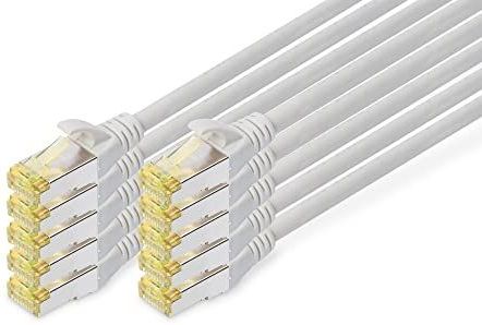 DIGITUS - LAN Kabel - Grijs - 0.25m - 10 Stuks - S/FTP Afgeschermd - Compatibel met Cat-6 & Cat-7