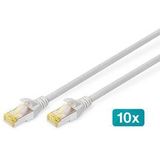 DIGITUS - LAN Kabel Cat 6A - 3m - Grijs - S/FTP Afgeschermd - 10 Stuks