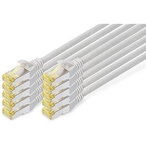 DIGITUS LAN kabel Cat 6A - 5m - 10 stuks - RJ45 netwerkkabel - S/FTP afgeschermd - Compatibel met Cat-6 & Cat-7 - Grijs