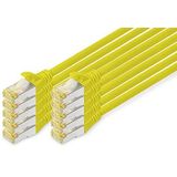 DIGITUS LAN kabel Cat 6A - 2m - 10 stuks - RJ45 netwerkkabel - S/FTP afgeschermd - Compatibel met Cat-6 & Cat-7 - Geel