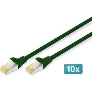 DIGITUS - LAN Kabel Cat 6A - Netwerkkabel - Groen - 3m - 10 Stuks - S/FTP Afgeschermd