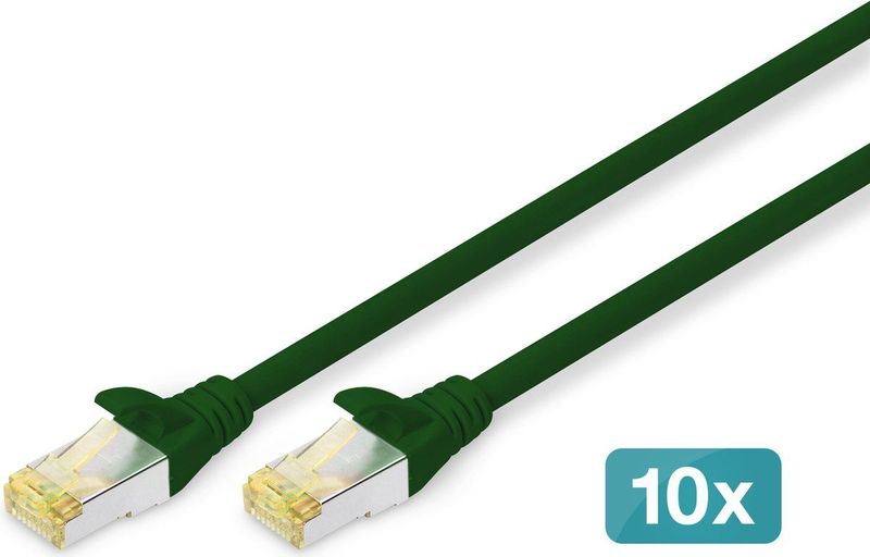 DIGITUS - LAN Kabel Cat 6A - Netwerkkabel - Groen - 3m - 10 Stuks - S/FTP Afgeschermd