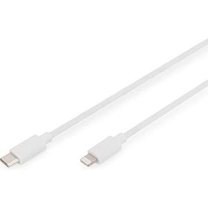 DIGITUS USB-C via Lightning-aansluitkabel, 1 m, MFI-gecertificeerd, compatibel met Power-Delivery 2.0, wit