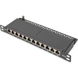 Digitus - Cat.6A Slim Patch Panel - Afgeschermd - 12-poorts - Zwart