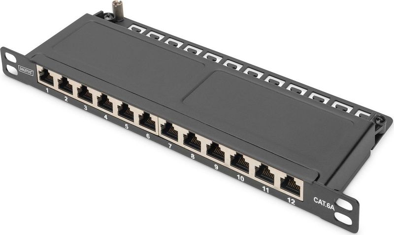 Digitus - Cat.6A Slim Patch Panel - Afgeschermd - 12-poorts - Zwart