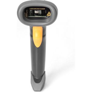 DIGITUS 1D Barcodescanner - Bidirectionele handheld Scanner - 200 Scans/s - 30 cm Scanafstand - 2 m Kabel USB-RJ45 - IP54 - Ergonomische Handgreep - Barcodes: EAN, UPC, Code-39, - Zwart/Grijs
