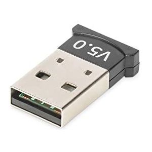DIGITUS USB Bluetooth 5.0 adapter voor pc en laptop | meer dan 3 gelijktijdige verbindingen | bereik tot 20 m | achterwaarts compatibel | Plug and Play DN-30211 | zwart