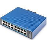 Digitus - Industrial 16-poorts Switch - Gigabit - Blauw - Onbeheerd