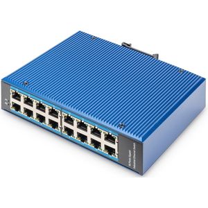 Digitus - Industrial 16-poorts Switch - Gigabit - Blauw - Onbeheerd