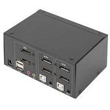 Digitus - DS-12862 - KVM Schakelaar - Zwart - Dual Display - USB