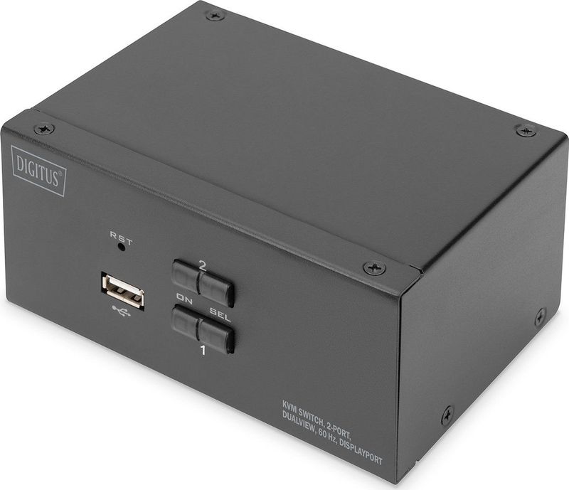 Digitus - DS-12862 - KVM Schakelaar - Zwart - Dual Display - USB