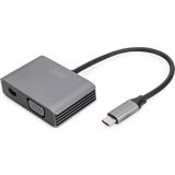 Digitus USB-C™ 4K 2in1 Mini DisplayPort + VGA grafische adapter (Mini DP, VGA, 20 cm), Data + Video Adapter, Grijs