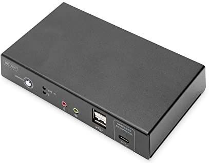 Digitus - DS-12901 - KVM-Switch - Zwart - 2-Port, 4K, USB-C, HDMI, Gigabit-Netzwerkanschluss