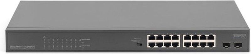 Digitus - DN-95347-1 - Netwerkschakelaar - Grijs - 16 Poorten - PoE Ondersteuning