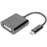 DIGITUS USB type-C naar DVI adapter 10 cm kabellengte, zwart
