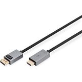 Digitus DB-340202-018-S HDMI-kabel HDMI Aansluitkabel HDMI-A-stekker, DisplayPort-stekker 1.8 m Zwart DisplayPort 1.2, Afgeschermd (dubbel), Afgeschermd