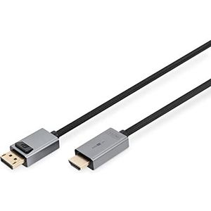 Digitus DB-340202-018-S HDMI-kabel HDMI Aansluitkabel HDMI-A-stekker, DisplayPort-stekker 1.8 m Zwart DisplayPort 1.2, Afgeschermd (dubbel), Afgeschermd