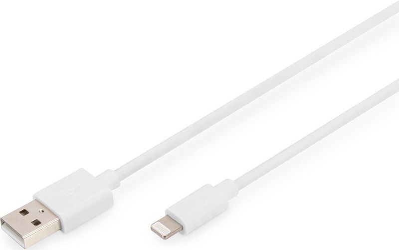 Digitus - Lightning naar USB A - Data/Oplaad Kabel - Zwart - MFI Gecertificeerd, 2 m, USB 2.0, 18 W