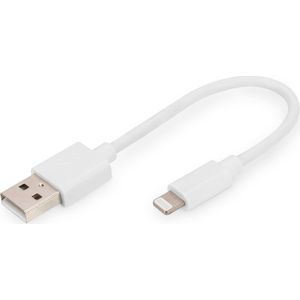 Digitus Mobiele telefoon, Apple iPad/iPhone/iPod, Computer, Laptop Laadkabel [1x USB-A - 1x Lightning] 0.1 m USB-A, App