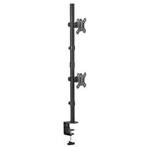 DIGITUS Monitorhouder - Tafelklem - Dual-Mount - Verticaal - Tot 32 inch - VESA 75 & 100 - Zwart