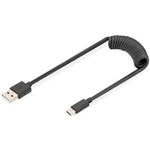 Digitus USB 2.0 - USB - A naar USB - C spiraalvormige kabel (1 m, USB 2.0), USB-kabel