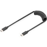 DIGITUS Kabelspiraal USB 2.0 - USB - C a USB - C - USB 2.0, PD 60W Max; 1m