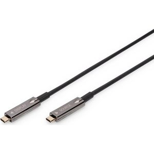 DIGITUS USB-C AOC hybride glasvezel AV-verbindingskabel - USB 3.1 - Displayport 1.2 - DP Alt-Mode - Plug&Play - Audio/Video kabel - 20m - zwart