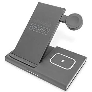DIGITUS 3-in-1 laadstation, draadloos opladen, 15 W, max. laadvermogen, compatibel met Apple Watch, Airpods, iPhone, zwart