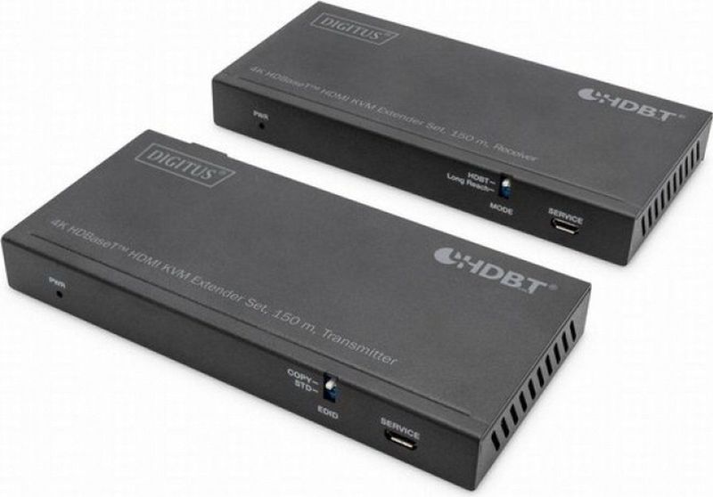Digitus - 4K HDBaseT™ - HDMI KVM-extenderset - Zwart - 150 m, PoC, 2 USB 2.0-poorten